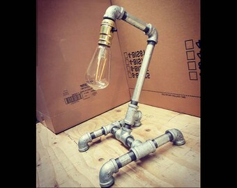 Industrial Lighting - Steampunk Lamp - Table Lamp - Edison Light - Vintage Light - Pipe Lamp - Bedside Lamp - Rustic Lighting