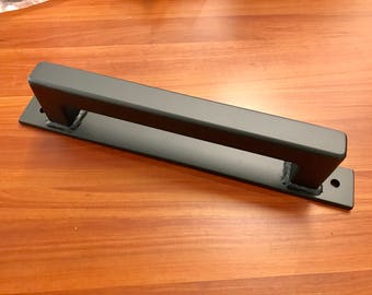 Industrial Modern Door Handle 1" Steel Tube with Flat Bar / Barn Door Handle / Drawer Handle / Cabinet Pull / Cabinet Handle