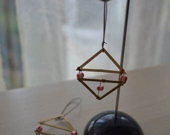 Earrings Golden triangles and pearls