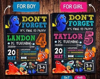 Finding Dory Invitation, Finding Dory Invite, Finding Dory Birthday, Finding Dory Party, Finding Dory Printable, Finding Dory Card