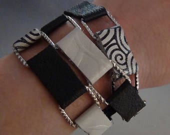 Leather and Chain-link Wrap Bracelet