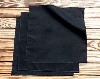 The Organic Handkerchiefs Company Black Organic Cotton Handkerchiefs, Medium Mens Handkerchiefs, Black Hankies Set of 3 - hanky