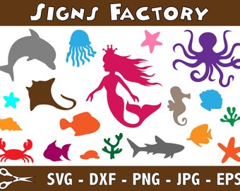 Under the Sea Mermaid Svg Files, Under the Sea Clipart, Sea Shell Svg, Silhouette Software Use, Svg Instant Download Files, EPS File, DXF