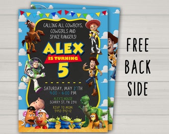 Toy Story invitation, Toy Story birthday invitation, Toy Story chalkboard invitation
