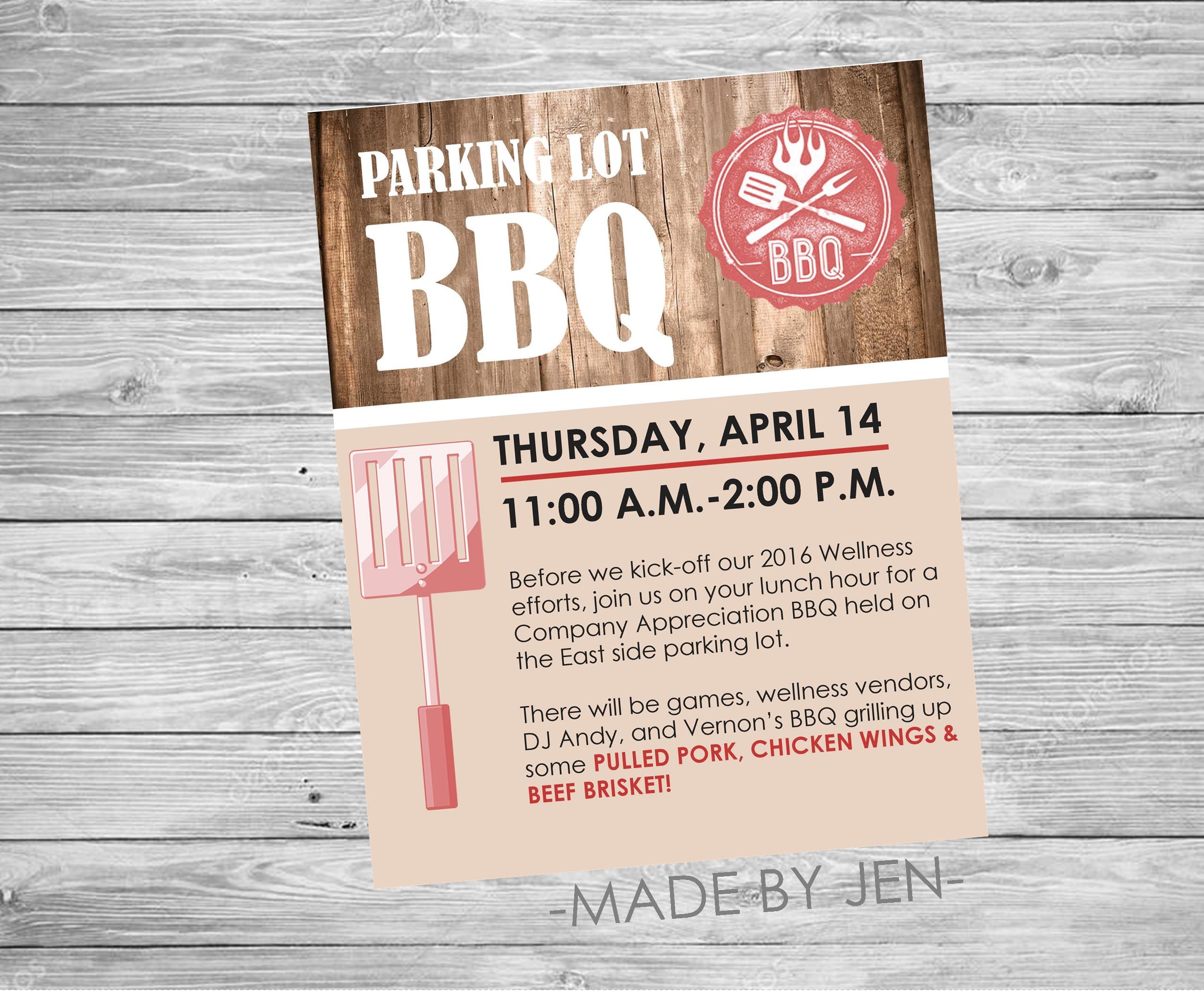 BBQ Party Invitation Company Email Invitation 5x7 or CUSTOM