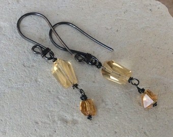 CITRINE Nugget Earrings, sterling silver jewelry, handmade artisan jewelry, Angry Hair Jewelry