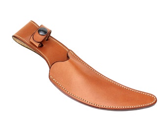 Tan Leather Railroad Spike Knife Sheath for knives made by Northern Crescent Iron. Will NOT work with other spike knives. SHEATH ONLY!