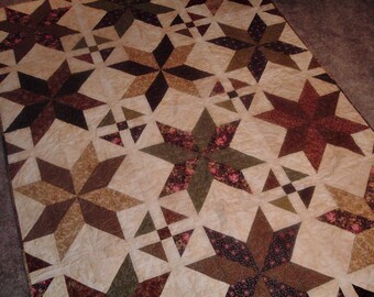 Multicolor Scrappy Stars in Golds and Browns 51 x 68 inches