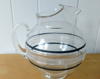 vintage black and frosted striped pitcher