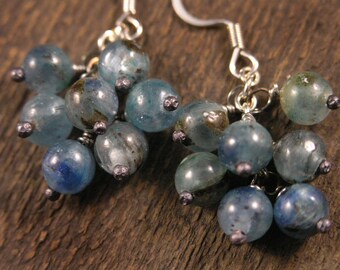 Blue kyanite gemstone and silver handmade earrings