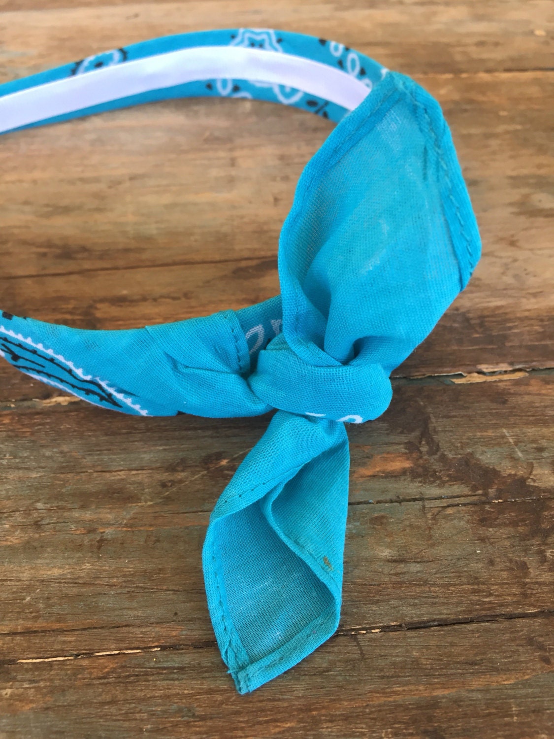 Bandana Knot Tie Headband TURQUOISE by shirkdesigns on Etsy