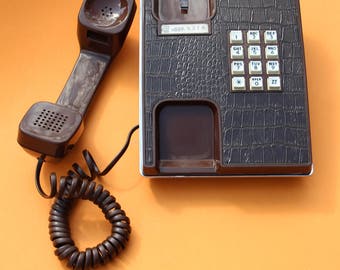 VINTAGE brown Western Electric push button TELEPHONE