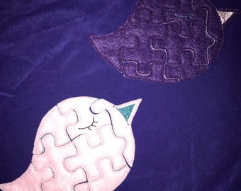 Custom Embroidered Felt Birdie Puzzle Quiet Toy - Choose your colors!