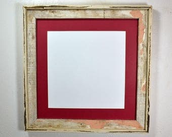 Shabby chic 16x16 reclaimed wood frame 12x12 mat 20 mat colors to choose from