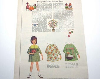 Vintage 1966 Betsy McCall Paper Doll McCall's Magazine Betsy McCall's Easter Tree