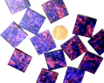 Violet Red Mosaic Tile Squares Hand Cut From Van Gogh Stained Glass With 5 Different Tile Sizes to Choose From, Perfect for Mosaic Art