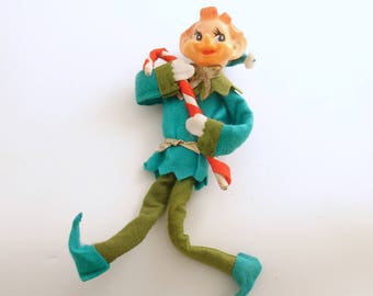Vintage Christmas Decoration Pixie Elf Candy Cane