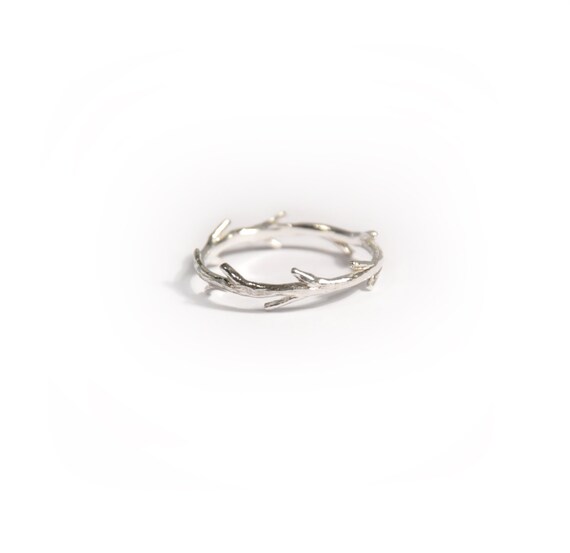 Sterling Silver Twig Ring Stacking Ring Nature Inspired
