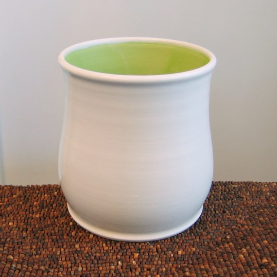 Utensil Crock Ceramic Utensil Holder in Lime Green