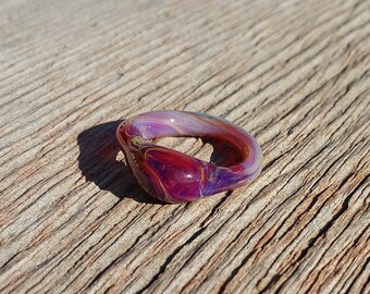 Glass Ring With Super Amber Purple Color Size 5 1/2