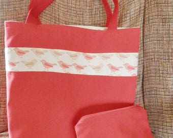 Tote, bag, purse, carryall, canvas, birds