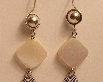 Mother of pearl and sterling silver earrings