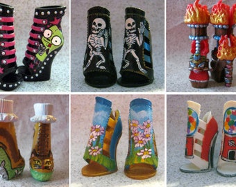 Custom Shoes Painted To Order! Repainted Shoes or Boots for Monster or Ever After Dolls. Custom painted OOAK doll shoes!