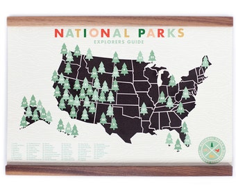 Original National Parks Map 11x17 print with stickers