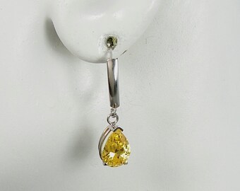 14K White Gold Peridot Gemstone Dangle Drop Earrings by earcuffs