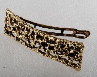 Vintage Hair Barrette Gold Tone Crochet Space Hair Accessorie