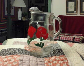 Retro 60's Glass Pitcher with ice lip