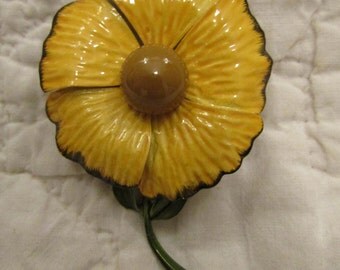 Vintage Yellow Flower Brooch
