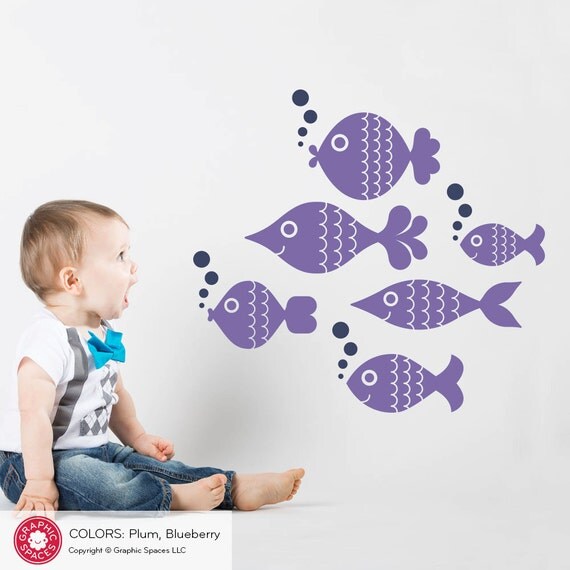 Ocean Big Fish Decals Kids Underwater Vinyl Wall Stickers