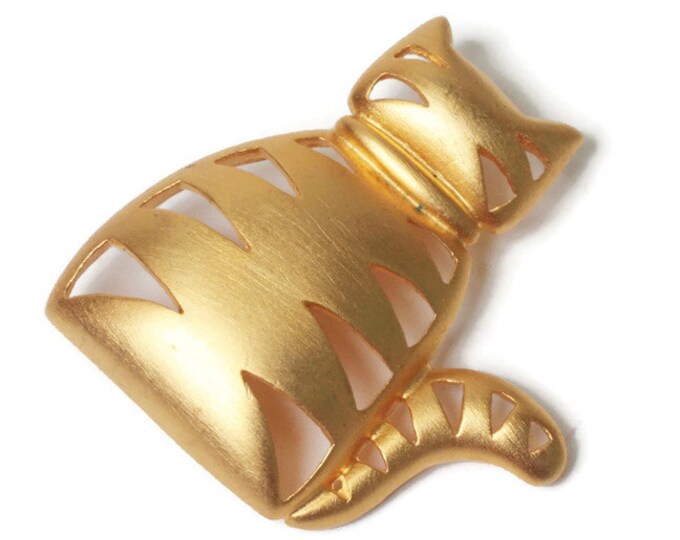 JJ Gold Tone Kitty Cat Brooch Pin Jonette Jewelry Company Vintage