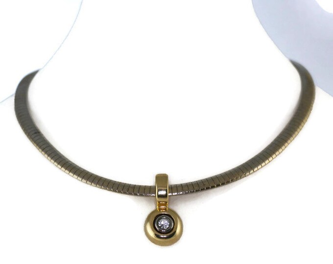 CZ Slide Collar Necklace Flexible Snake Chain Signed MOD Vintage