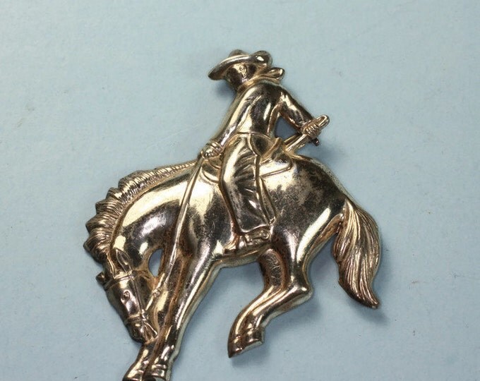 CIJ Sale Sterling Silver Western Horse Brooch Bucking Bronco Cowboy Vintage