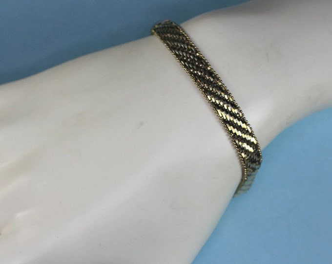 Milor Italy Sterling Bracelet Vermeil Finish Bright Cut Design Vintage