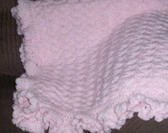 Hand Crochted Baby Blanket in Pink