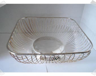Silver Plated Square Wire Basket/ Home Decor/ Supplies*
