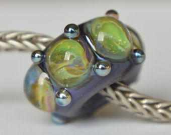 Unique Handmade Lampwork Glass European Charm Bead - SRA - Fits all charm bracelets - Silver Core Options