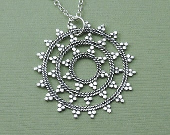 Mandala - Mandala Necklace - Sterling Silver Mandala Jewelry, Yoga Necklace, Zen Jewelry, Hippie Jewelry, Yoga Gifts,