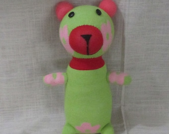 Clearance Handmade Green Sock Bear Stuffed Animal Doll Baby Toys