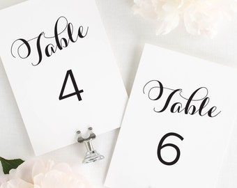 Romantic Script Table Numbers - 5x7"