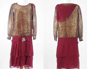 1920s Flapper Dress, 20s Metallic Lamé Dress, Great Gatsby Dress, Art Deco Dress