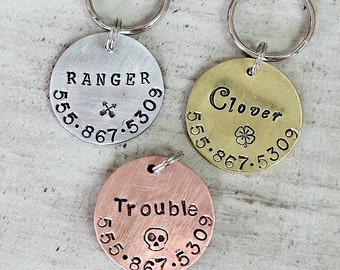 Medium Dog Tag / Large Dog Tag / Simple Pet Tag / Hand Stamped / Not Engraved / Copper / Brass / Aluminum / Unique pet tag / Fun / A072