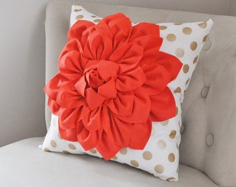 Pillows, Pillow, Decorative Pillows, Throw Pillow, Coral Pillows, Cushions, Gold Polka Dot Pillow, Shower Gift, CHOOSE YOUR OWN Colors