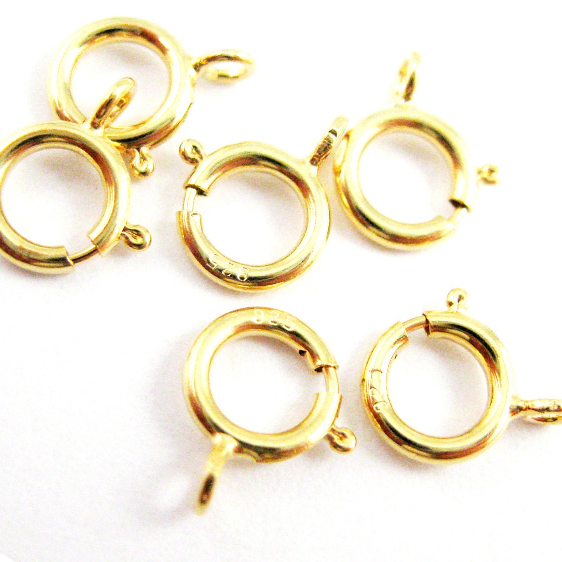 Gold Clasps, Gold plated Sterling Silver Spring Ring Clasps Jewelry