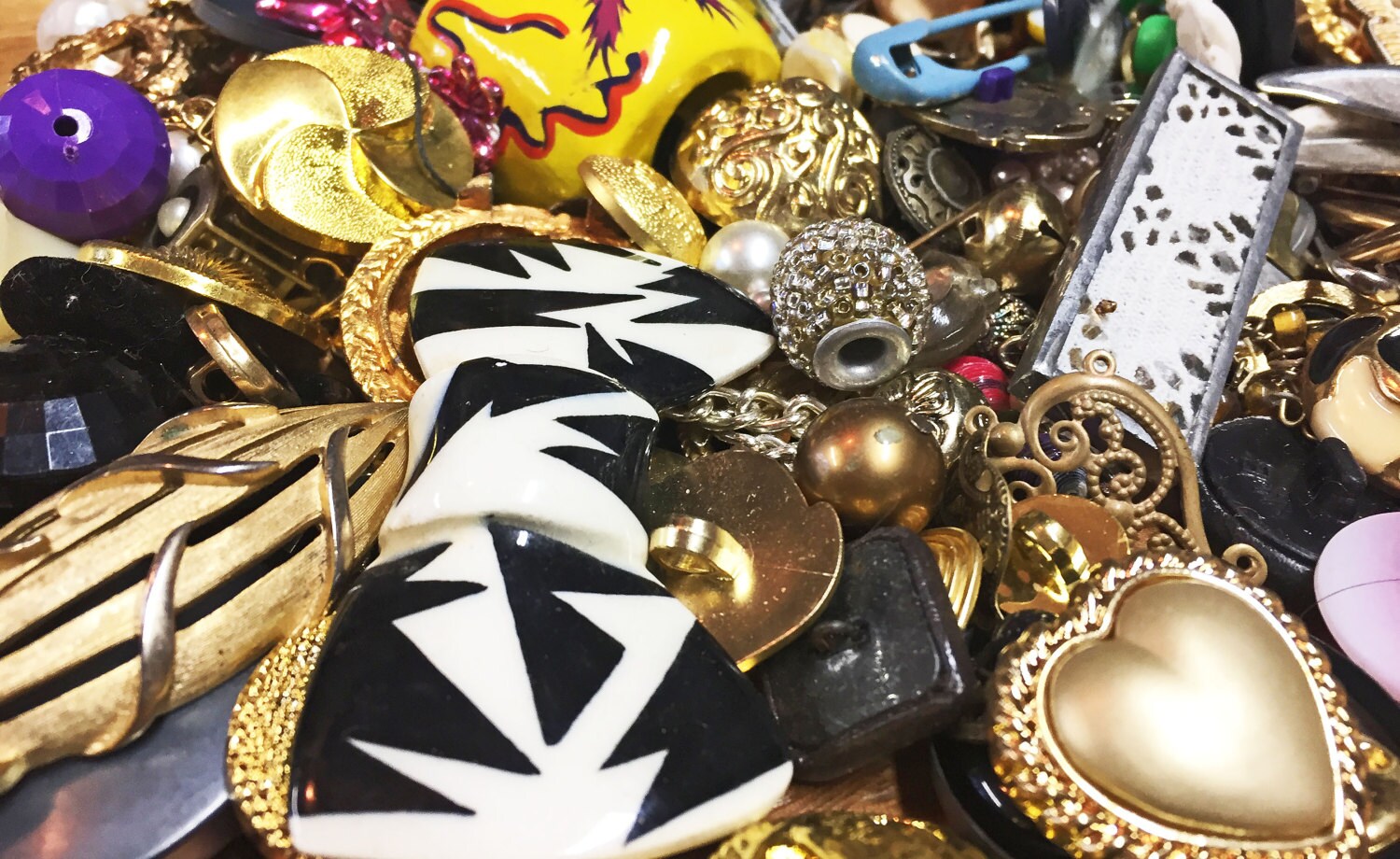 Destash Jewelry Bead Button Lots of Vintage Jewelry Mixed Media