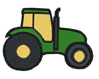 Cartoon tractor digital embroidery design, Tractor digitized embroidery design