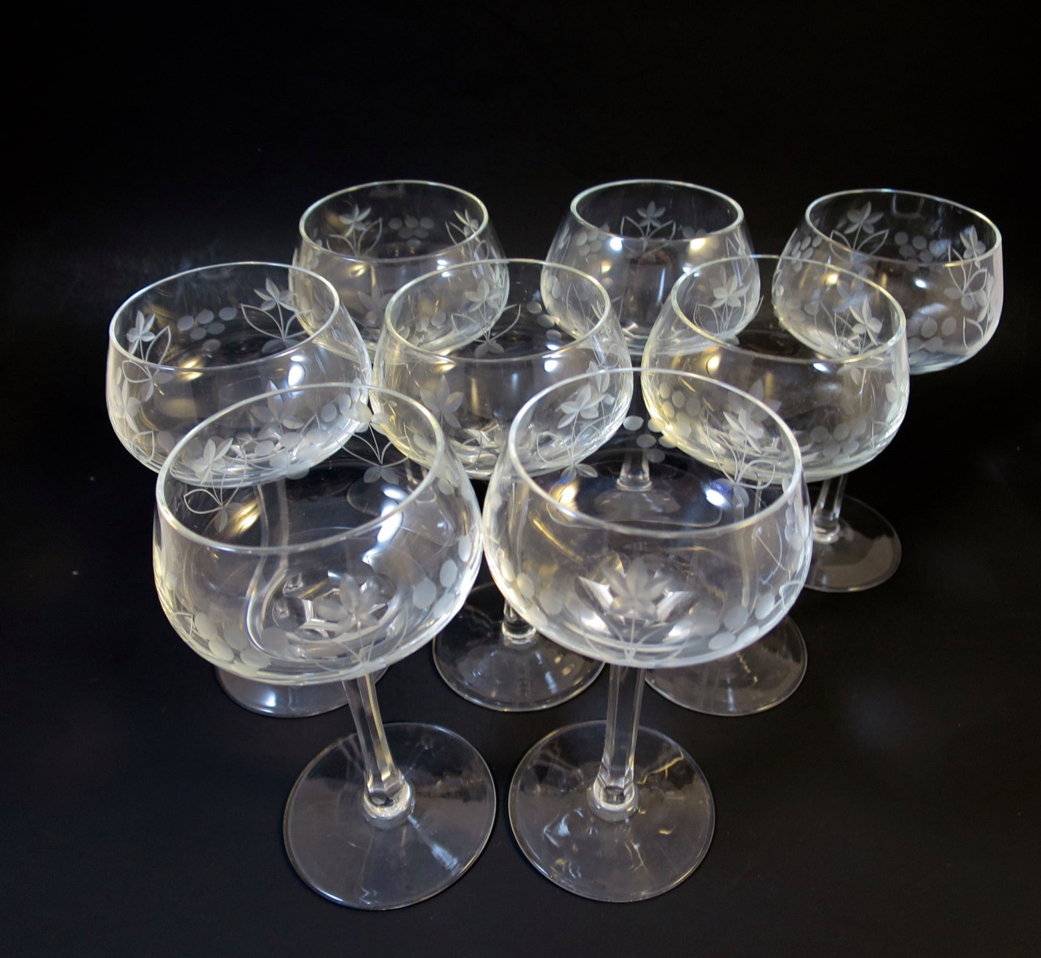 8 Cordial Glasses Crystal Wheel Cut Stemware Set Liquor or